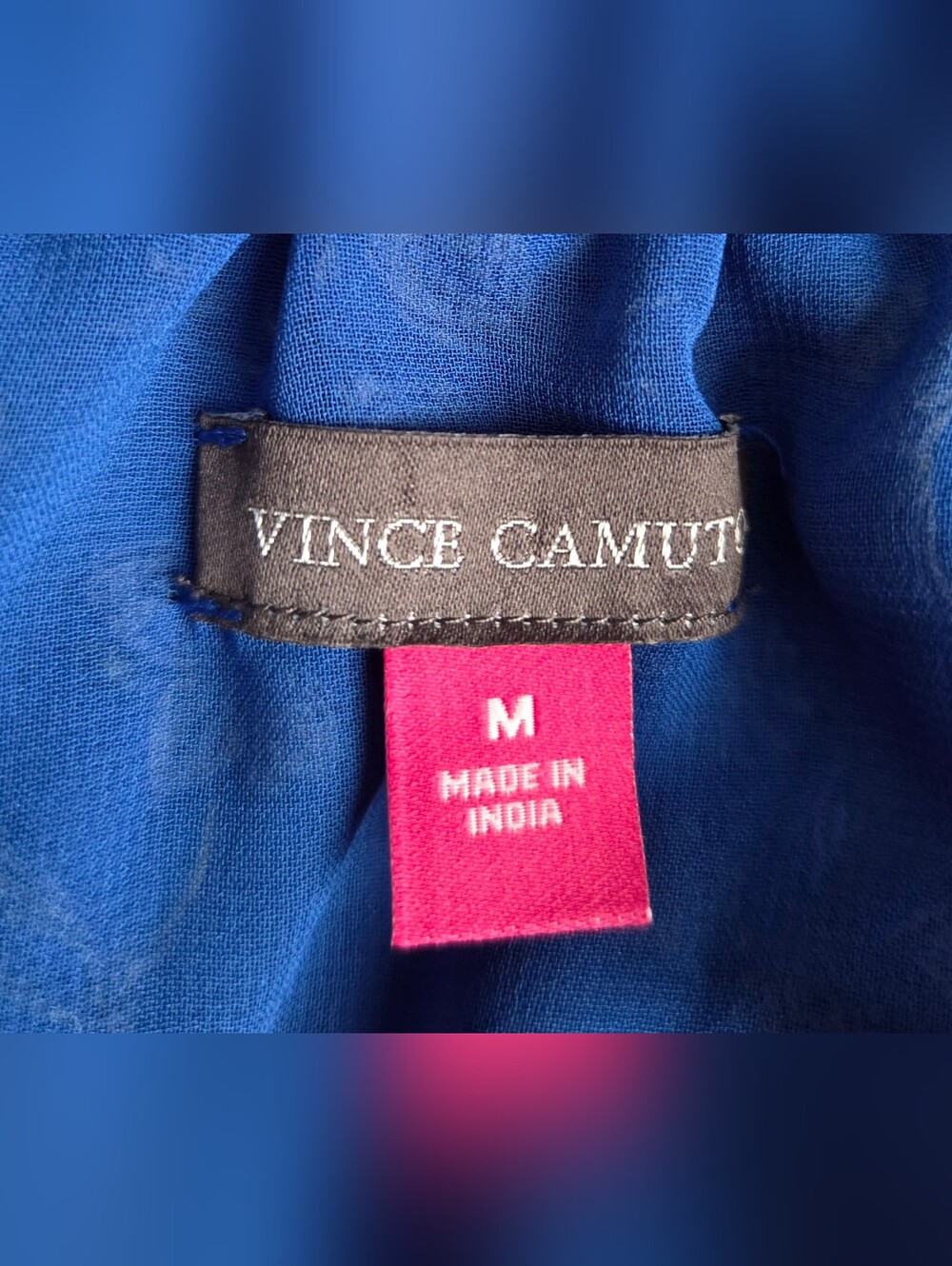 Vince Camuto Blue Floral Tie-Neck Blouse Size M - Picture 10 of 10